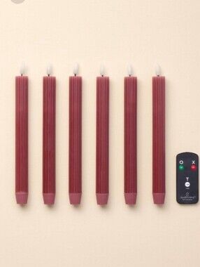 6pk. Ribbed Flameless LED Taper Candles - Red Hearth & Hand™ with Magnolia
